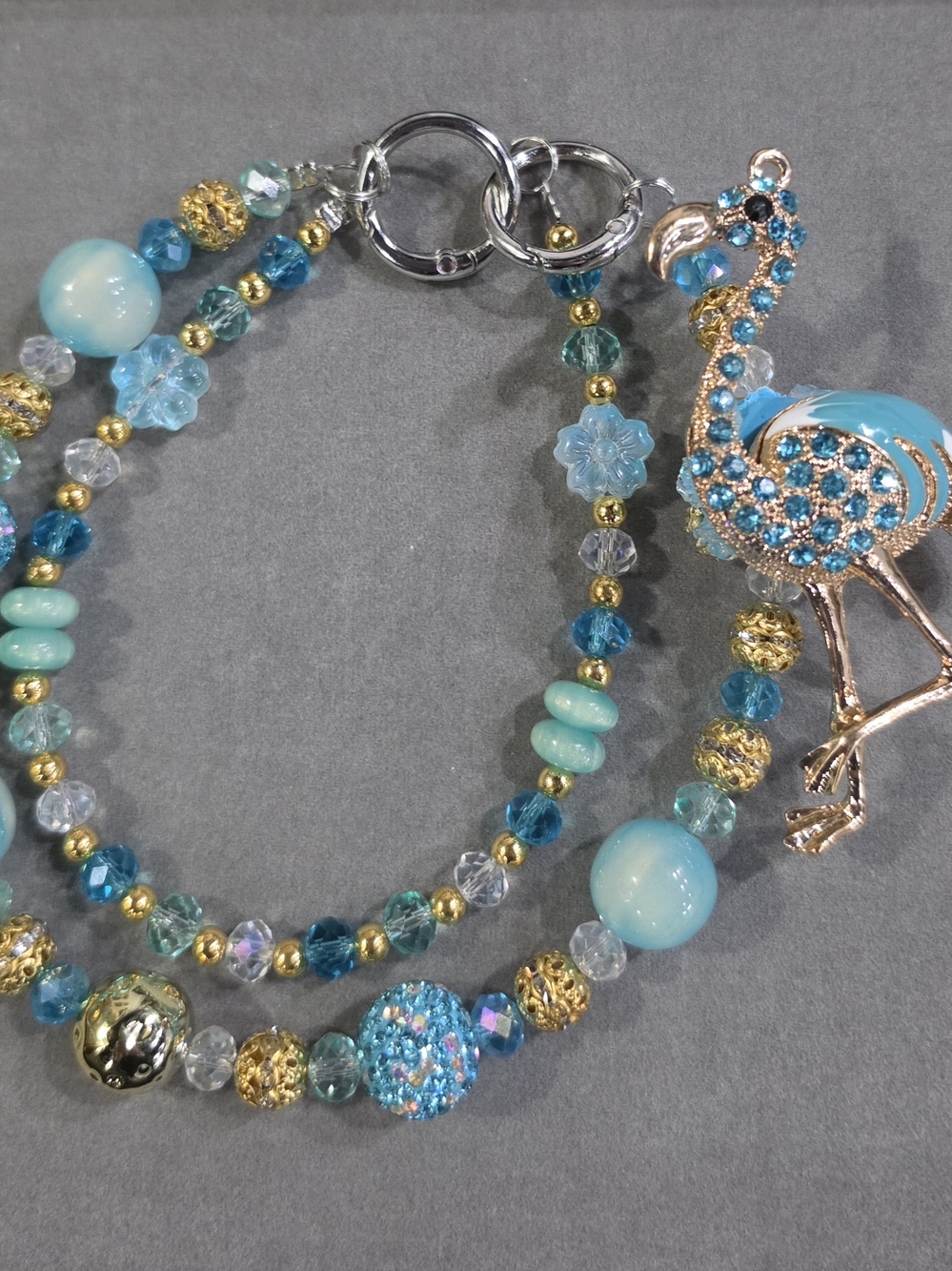 Bag Charm Blue Flamingo
